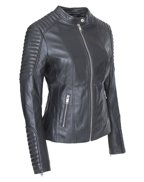 Veste en Cuir Caterina noire