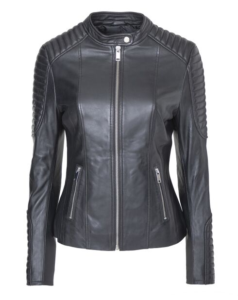 Veste en Cuir Caterina noire