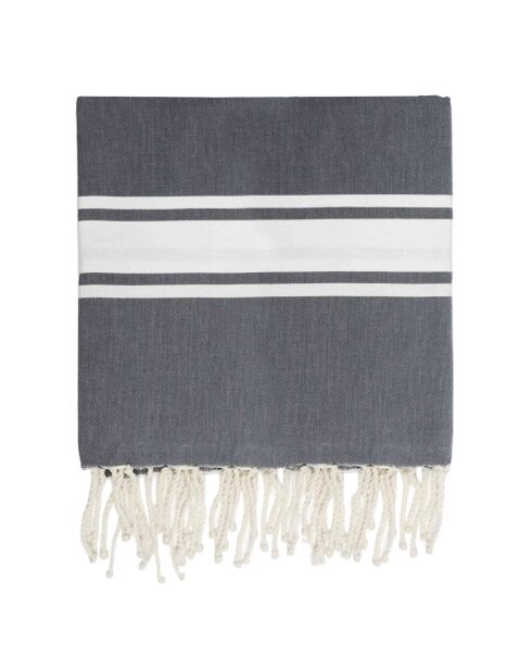 Fouta Famiglia XXL St Tropez, mittelgrau, klassisch gestreift, 200 x 200 cm