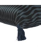 Housse de coussin Zig Zag pétrole/noir délavé - 50x30 cm