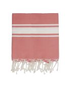 Fouta Famiglia XXL St Tropez Rayure Classique orange corail - 200x200 cm