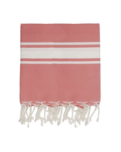 Fouta Famiglia XXL St Tropez Rayure Classique orange corail - 200x200 cm
