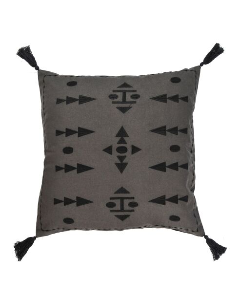 Housse de coussin Essaouira gris foncé/noir délavé - 50x50 cm