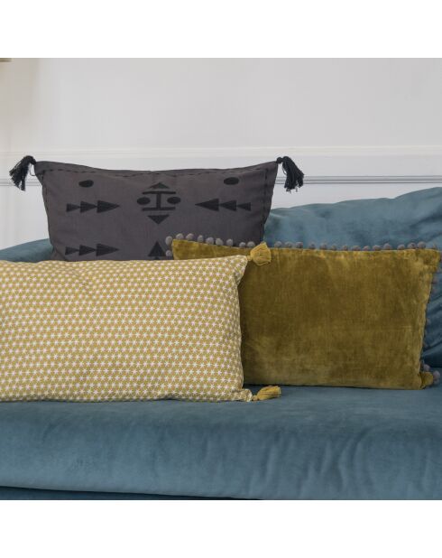 Housse de coussin Essaouira gris foncé/noir délavé - 50x50 cm