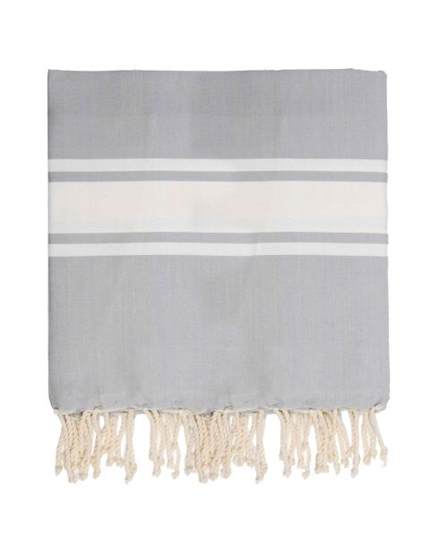 Fouta Famiglia XXL St. Tropez, klassisch gestreift, Perlgrau, 200 x 200 cm