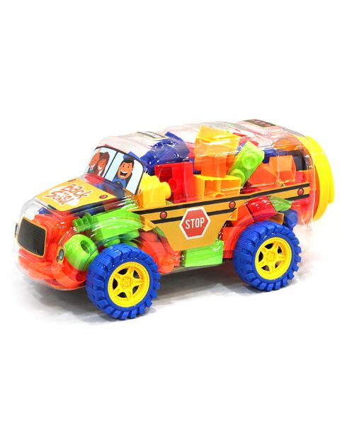 Bus scolaire avec ses briques de construction - 18 mois et +