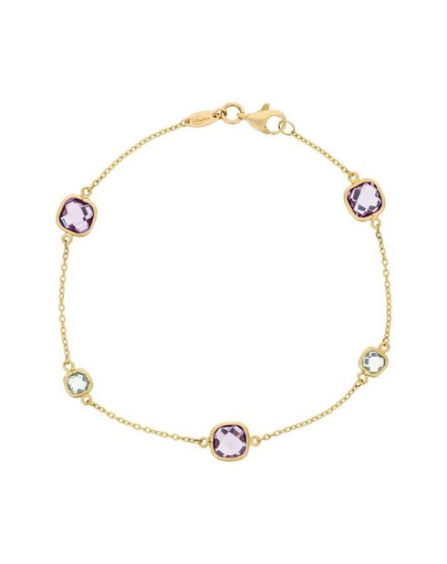 Brazalete multicolor con pepitas de oro amarillo con amatista y topacio