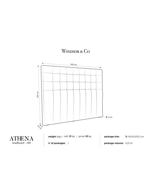 Tête de lit en Velours Athena beige - 140x120 cm