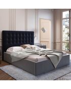 Tête de lit en Velours Athena bleu foncé - 140x120 cm