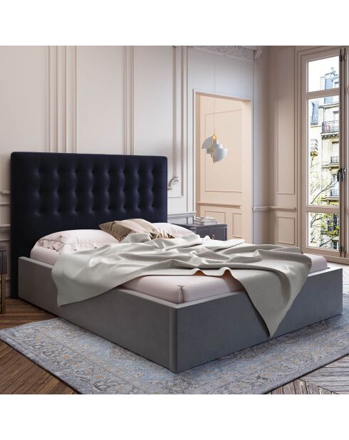 Tête de lit en Velours Athena bleu foncé - 180x120 cm