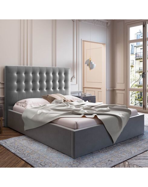 Tête de lit en Velours Athena grise - 180x120 cm