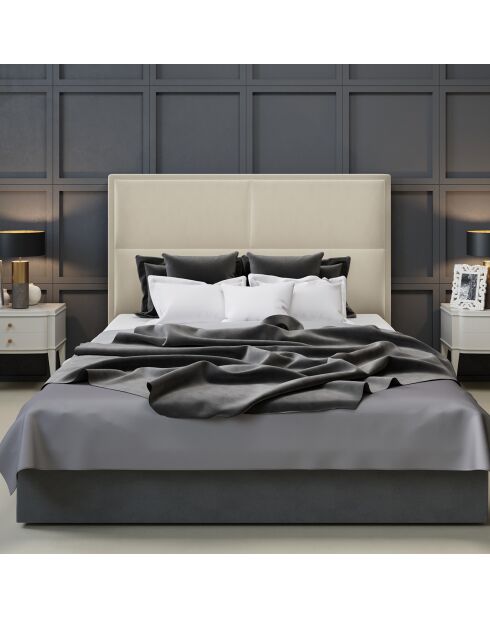 Tête de lit en Velours Lara beige - 140x120 cm