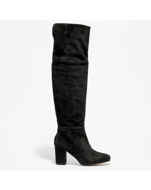 Bottes en Velours de Cuir noires - Talon 7.5 cm