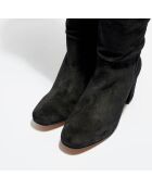 Bottes en Velours de Cuir noires - Talon 7.5 cm