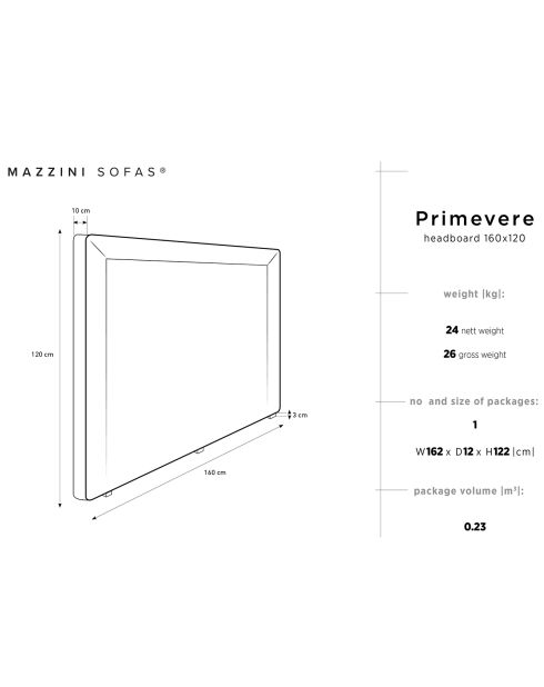 Tête de lit en Velours Primevere beige clair - 160x120 cm