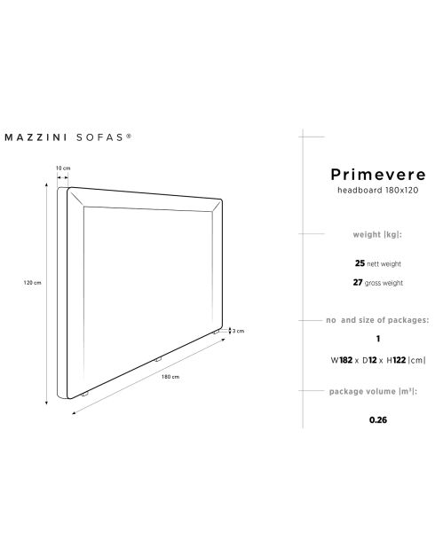Tête de lit en Velours Primevere bleu foncé - 180x120 cm
