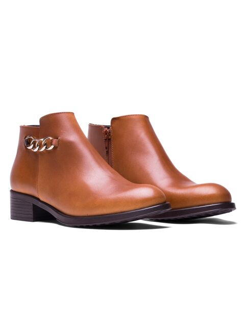 Bottines en Cuir Cleo cognac