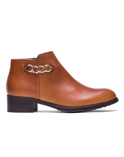 Bottines en Cuir Cleo cognac