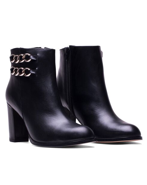Bottines en Cuir Doris noires - Talon 7.5 cm