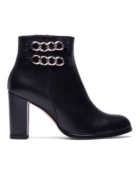 Bottines en Cuir Doris noires - Talon 7.5 cm