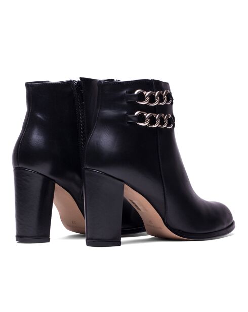Bottines en Cuir Doris noires - Talon 7.5 cm