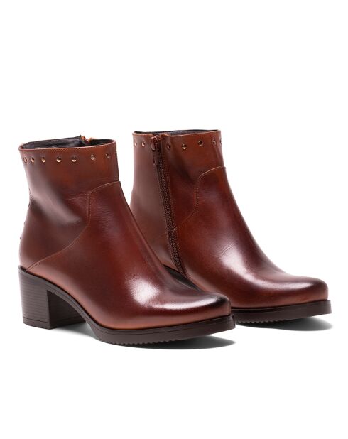 Bottines en Cuir Elsa cognac