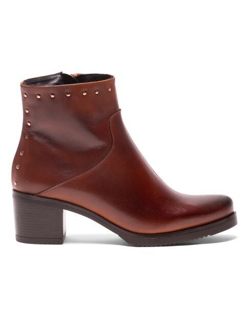 Bottines en Cuir Elsa cognac