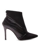 Botines Flavia de piel y piel aterciopelada negros, tacón de 8 cm
