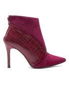 Bottines en Cuir et Velours de Cuir Flavia bordeaux - Talon 8 cm