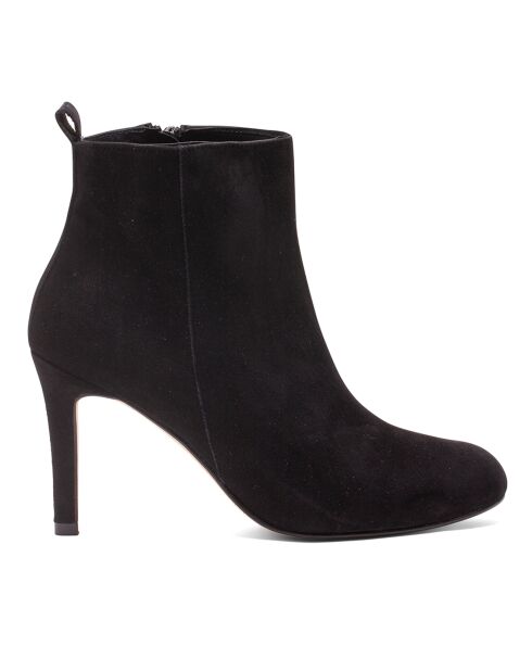 Bottines en Velours de Cuir Greta noires - Talon 7.5 cm