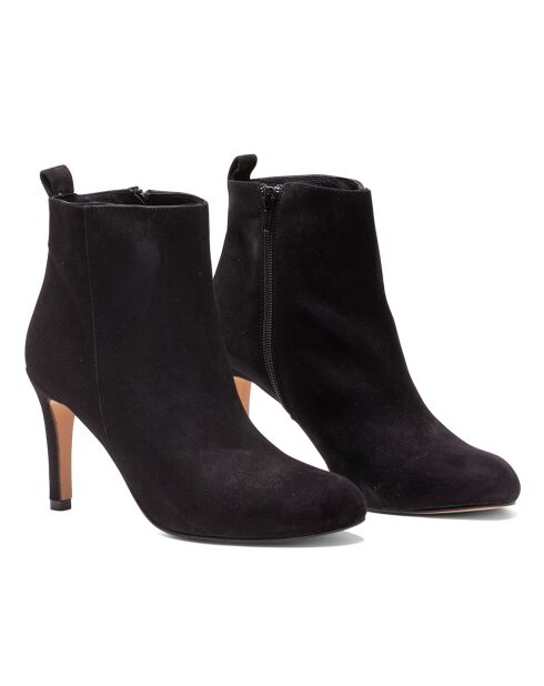Bottines en Velours de Cuir Greta noires - Talon 7.5 cm