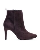 Bottines en Velours de Cuir Greta truffe - Talon 7.5 cm