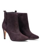 Bottines en Velours de Cuir Greta truffe - Talon 7.5 cm