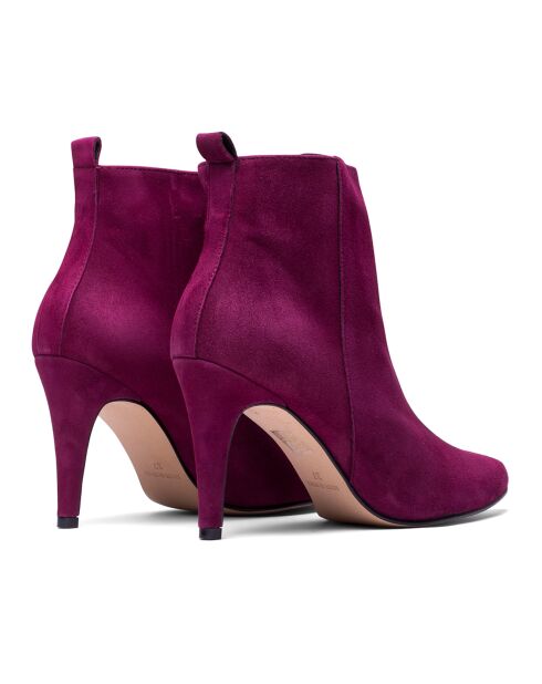 Bottines en Velours de Cuir Greta bordeaux - Talon 7.5 cm