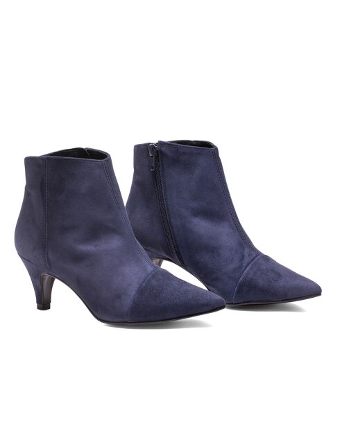Bottines en Velours de Cuir Helen marine