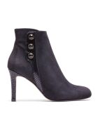 Bottines en Velours de Cuir Ursula noires - Talon 8.5 cm