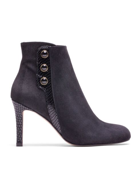 Bottines en Velours de Cuir Ursula noires - Talon 8.5 cm