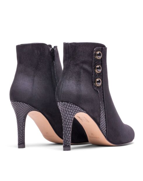 Bottines en Velours de Cuir Ursula noires - Talon 8.5 cm