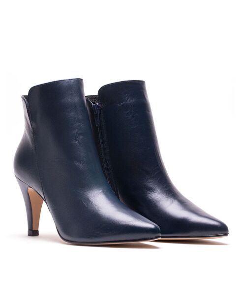 Bottines en Cuir Vera marine - Talon 6 cm