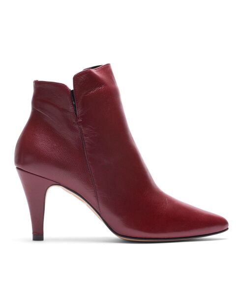 Bottines en Cuir Vera bordeaux - Talon 6 cm