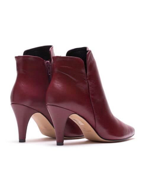 Bottines en Cuir Vera bordeaux - Talon 6 cm