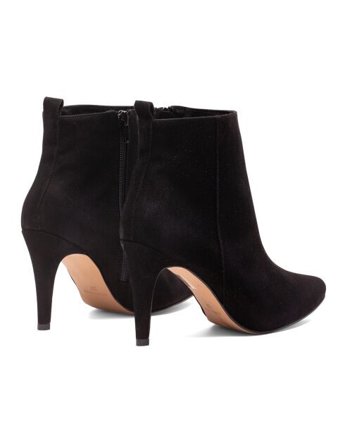 Bottines en Velours de Cuir Wanda noires - Talon 7 cm