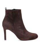 Bottines en Velours de Cuir Wanda marron - Talon 7 cm