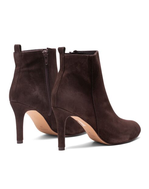 Bottines en Velours de Cuir Wanda marron - Talon 7 cm