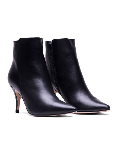 Bottines en Cuir Angelina noires - Talon 7.5 cm