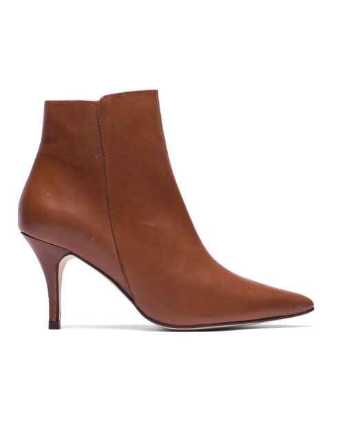 Bottines en Cuir Angelina cognac - Talon 7.5 cm