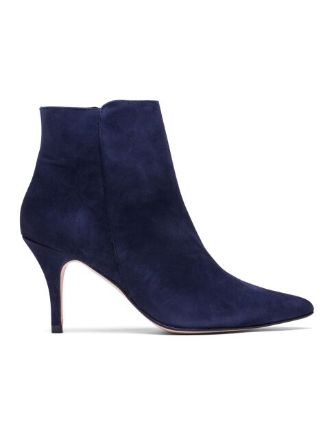 Bottines en Velours de Cuir Angelina marine - Talon 7.5 cm