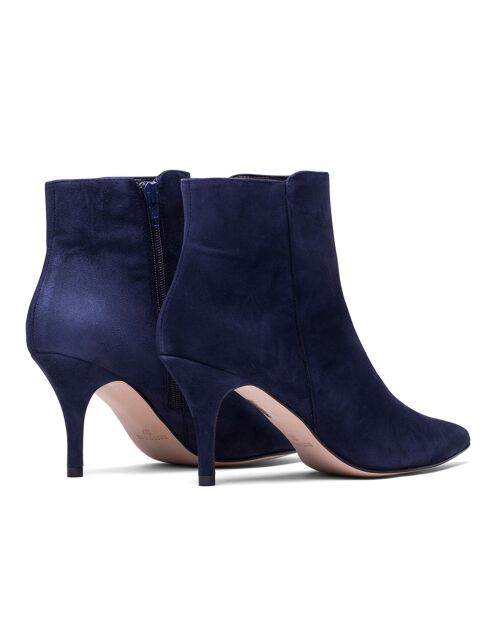 Bottines en Velours de Cuir Angelina marine - Talon 7.5 cm