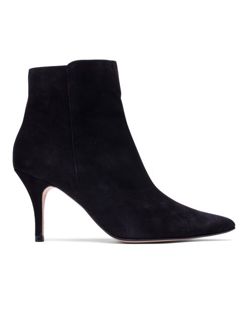 Bottines en Velours de Cuir Angelina noires - Talon 7.5 cm