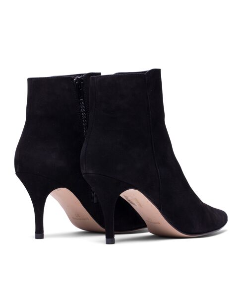 Bottines en Velours de Cuir Angelina noires - Talon 7.5 cm